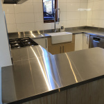 Stainless steel kitchen bench top